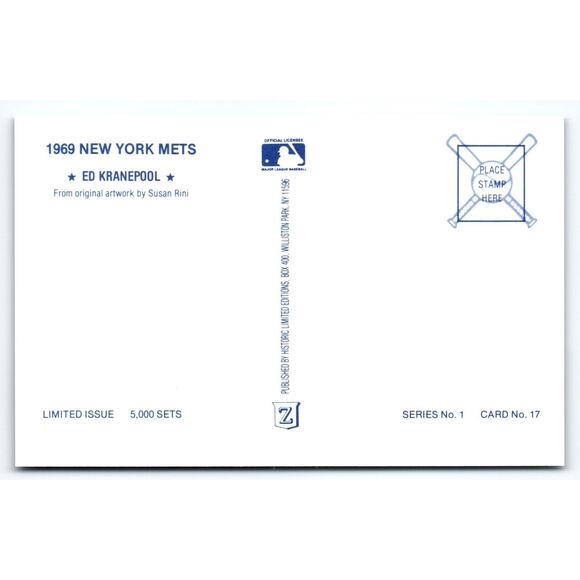 1969 NY Mets Baseball Postcard Susan Rini Ed Kranepool Unused Limited Edition - Picture 2 of 2